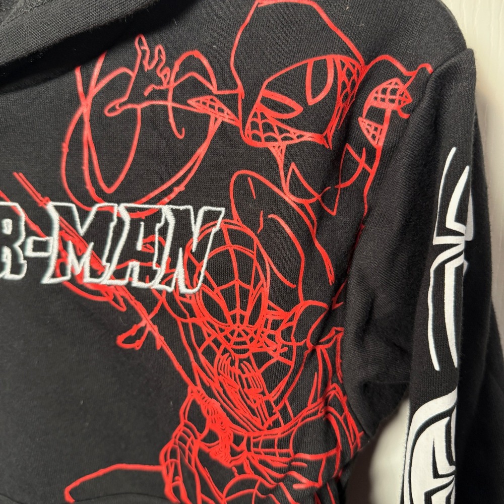 Kids Marvel Spider Man Black Graphic Hoodie Size 8 NWOT - Picture 2 of 6